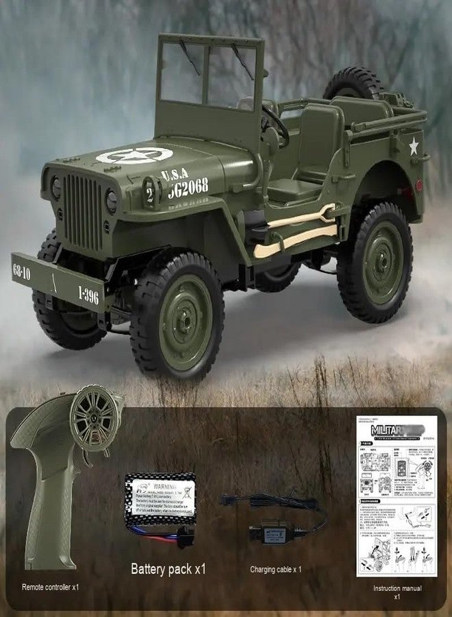 Ramokdu Remote Control Truck Off Road - 4x4 1/10 Scale Willys Army Rock Crawler RC Truck with Winch&Car Cover, 40Mins Play Time All Terrain Offroad RC Car, Military Vehicle Toys for Boys - Image 3